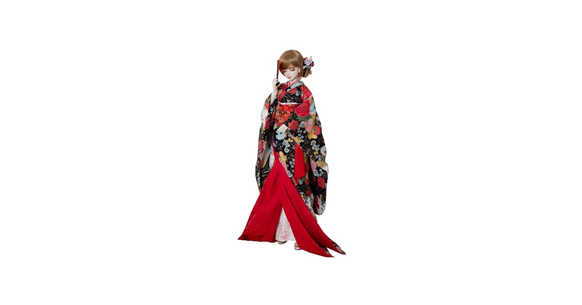伝統的な和服の人形セット oike-yumesakura-aka.jpg